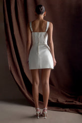 Isabel Satin Corset Mini Dress - White